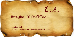 Brtyka Alfréda névjegykártya
